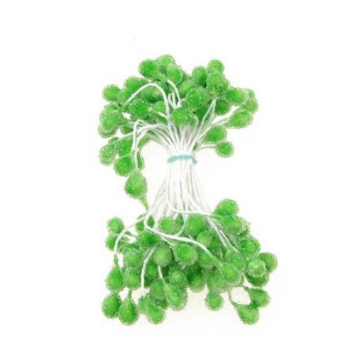 Stamens type sugar  double-sided for Decoration 5x7x57 mm green ~65 pieces
