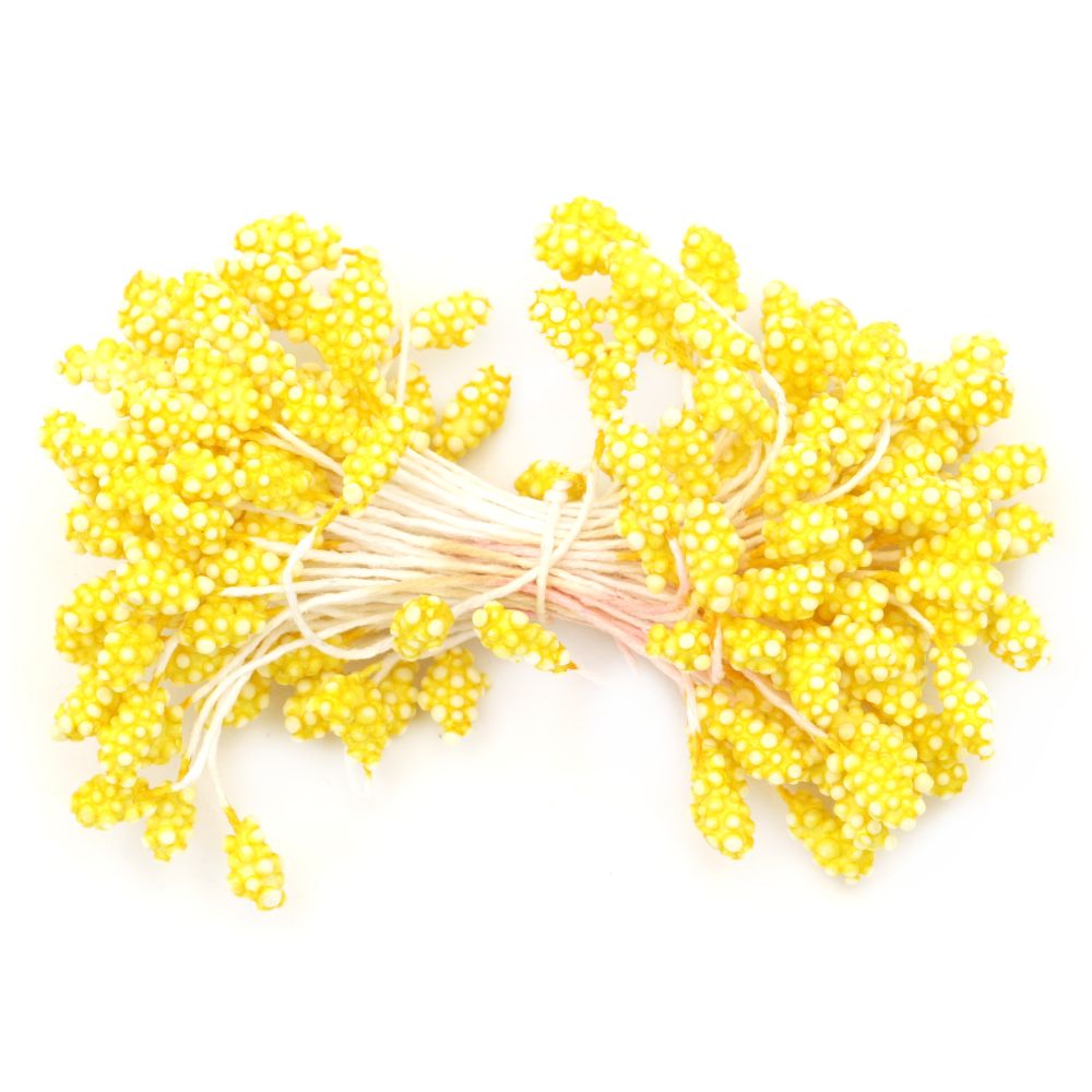 Styrofoam stamens  double-sided for decoration 5x7x57 mm yellow ~80 pieces