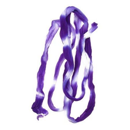 Manșon din poliester pentru flori de nylon / tip chilot / alb-violet în două tonuri - pachet 5 bucăți