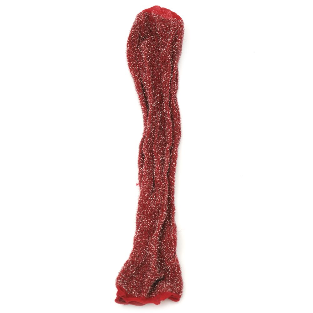 Полиестерен ръкав /тип чорапогащник/ червен с ламе -3 броя