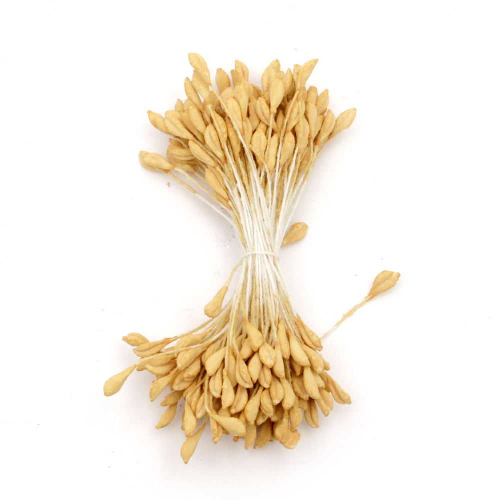 Stamens double-sided 3x5x60 mm color yellow pastel ~130 pcs.