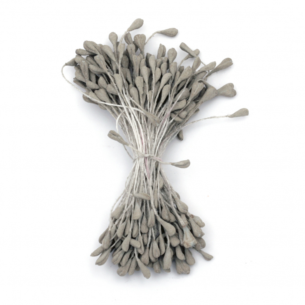 Stamens double-sided  for Decoration 3x5x60 mm color gray pastel ~130 pcs.
