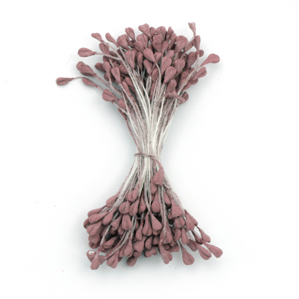 Stamens double-sided 3x5x60 mm dark red pastel color ~130 pcs