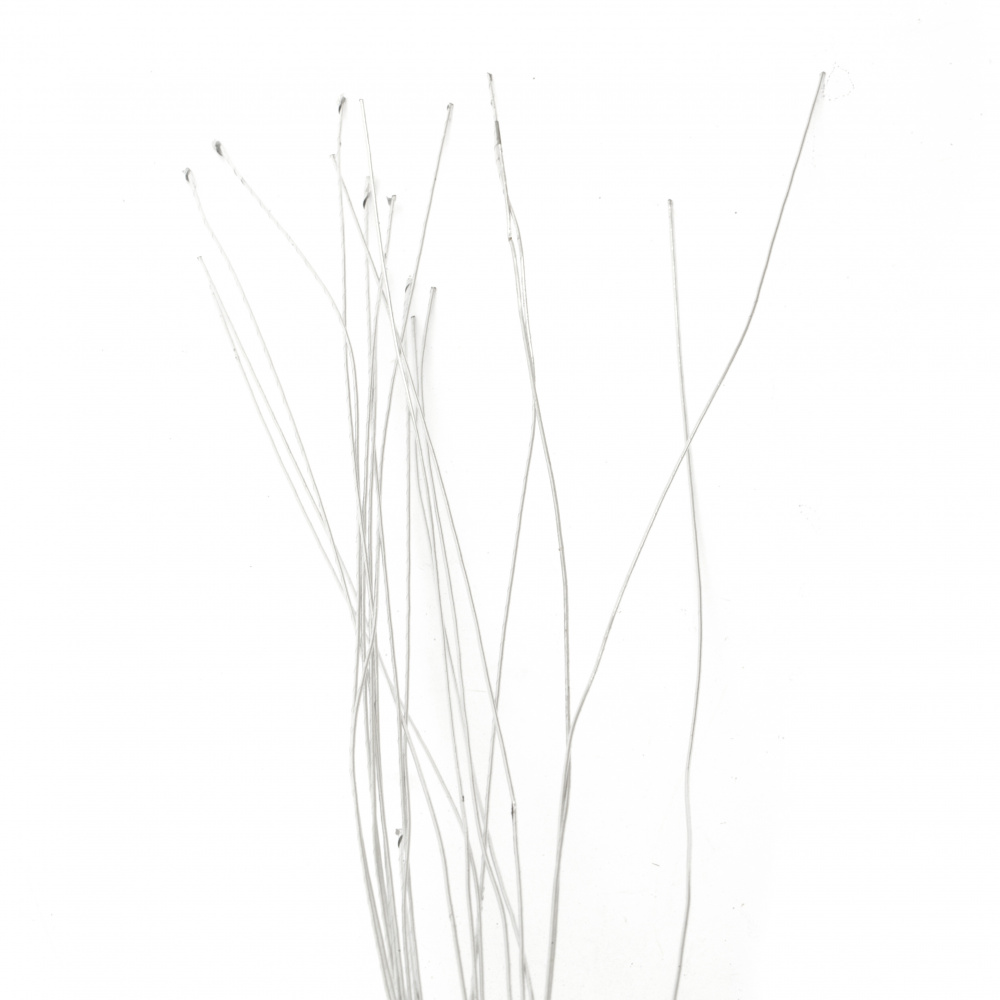 Fir floral 1 mm cu acoperit cu hârtie ~ 80 cm culoare argintiu -20 bucăți