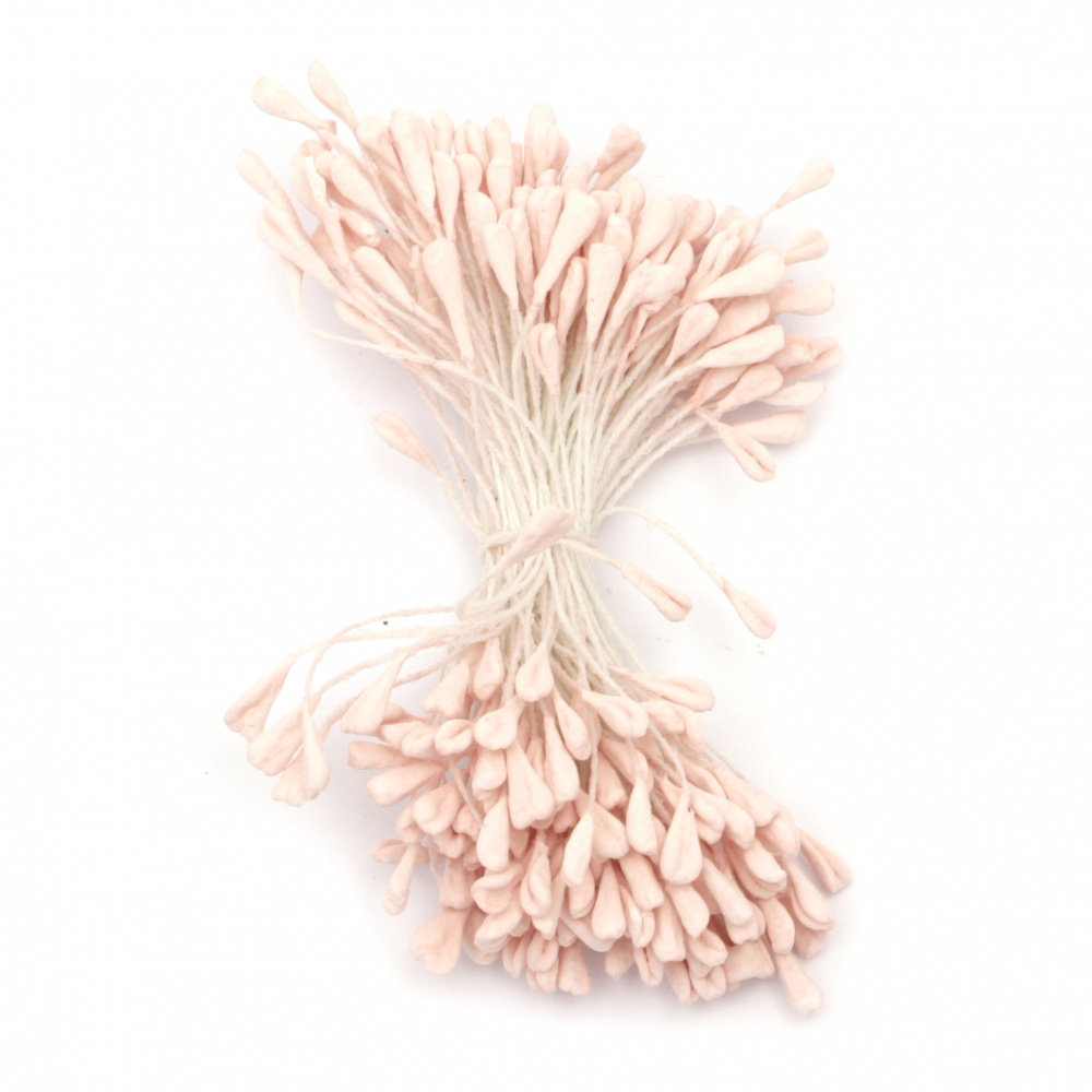 Stamens double-sided  for Decoration 3x5x60 mm color light pink pastel ~130 pcs.