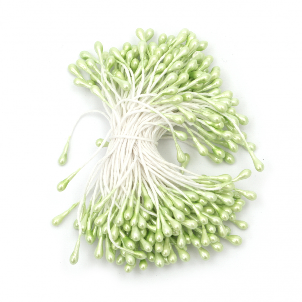 Pearl Double Sided Stamens /  3x5x60 mm / Pastel Green ~ 144 pieces