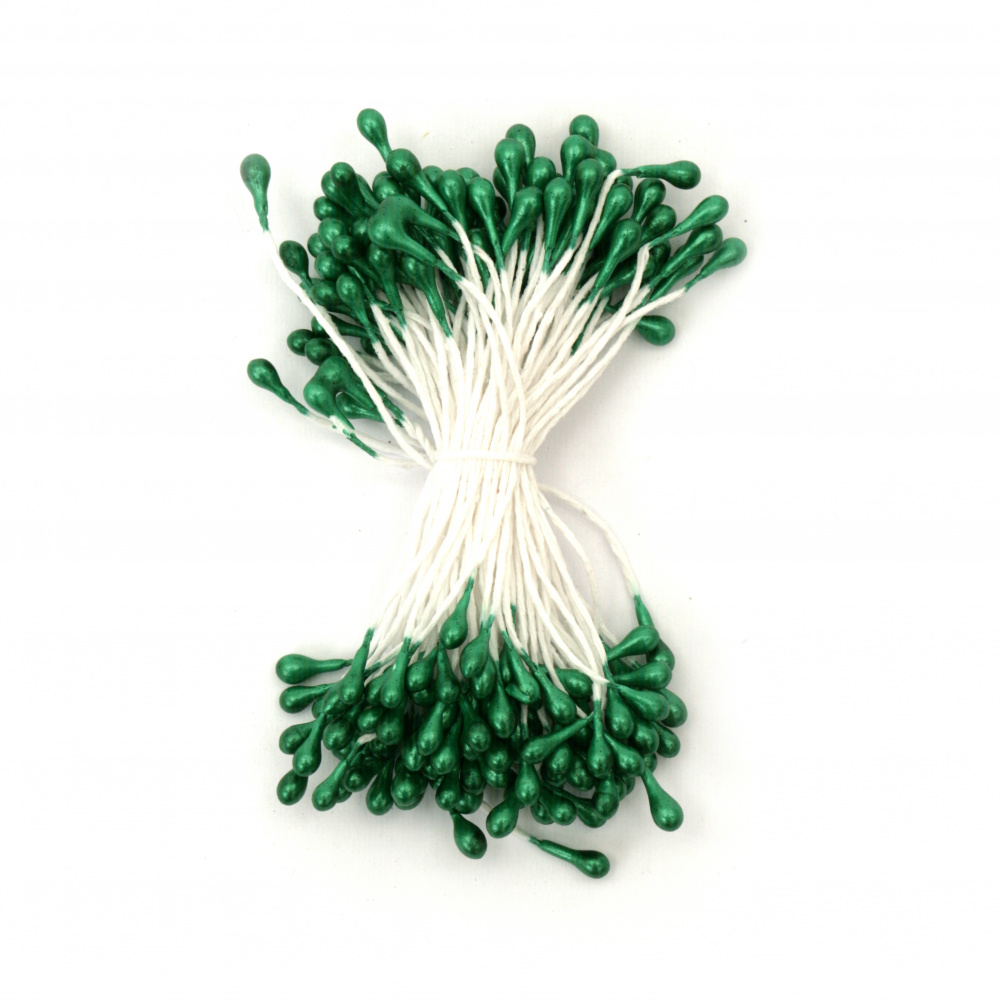Pearl Double Sided Stamens / Green / 3x6x70 mm ~ 144 pieces