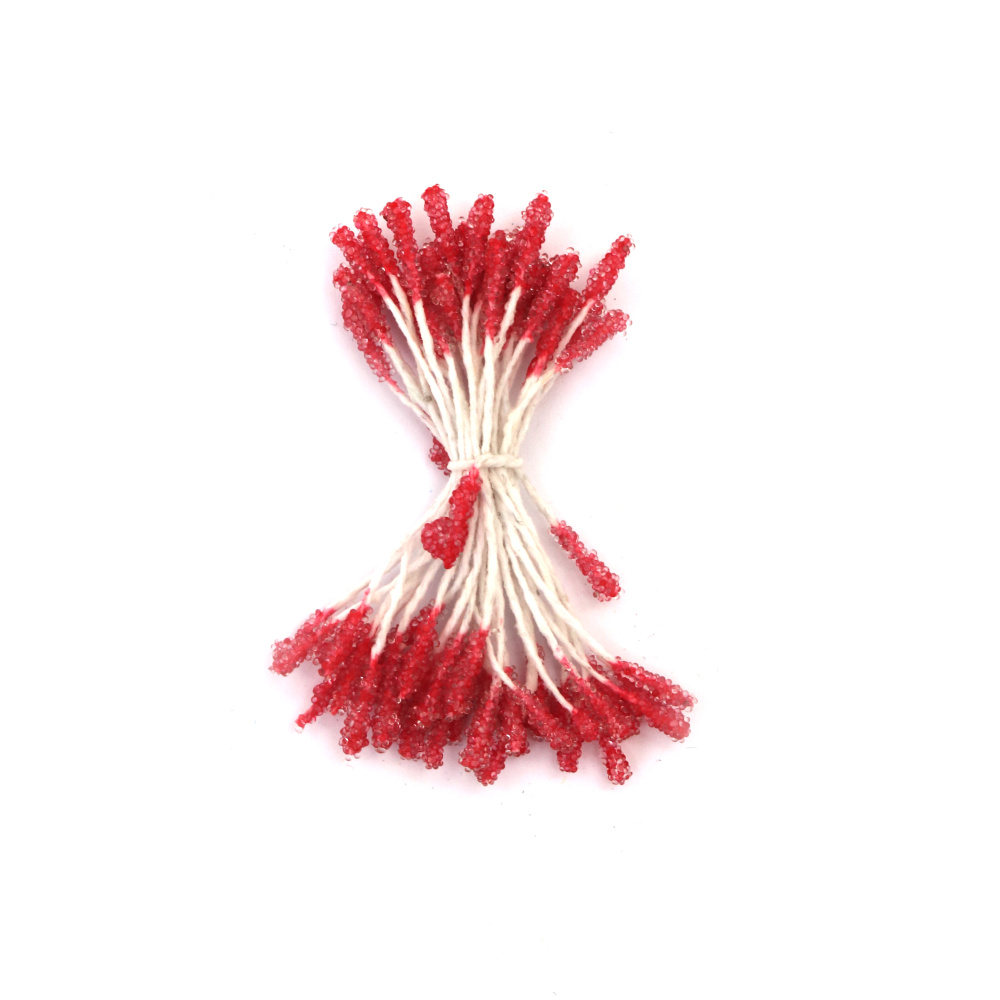 Sugar Flower Stamens, Artificial and Double Sided, Light Red Color, Size: 3x10x60 mm, ~170 pieces, perfect for Decoration