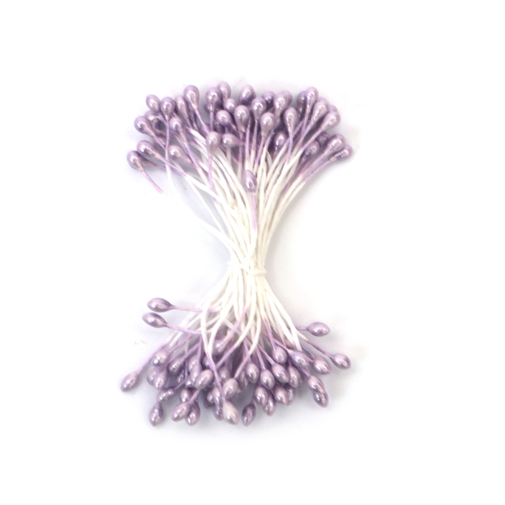 Stami per fiori perlati a doppia estremità, colore lilla, 3x6x70 mm ~144 pz per fiori fai da te, scrapbooking e cardmaking