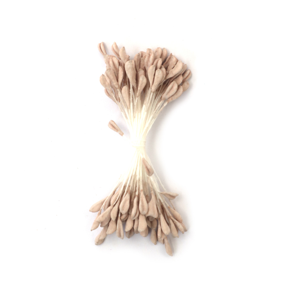 Stami floreali a doppia estremità, beige pastello chiaro, 3x5x60 mm, ~130 pz — per hobby creativi