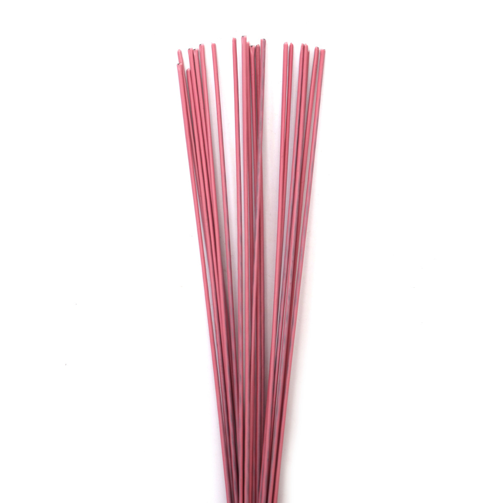 Sârmă pentru flori cu înveliș de cauciuc, culoare roz, 2 mm ~40 cm - 20 bucăți