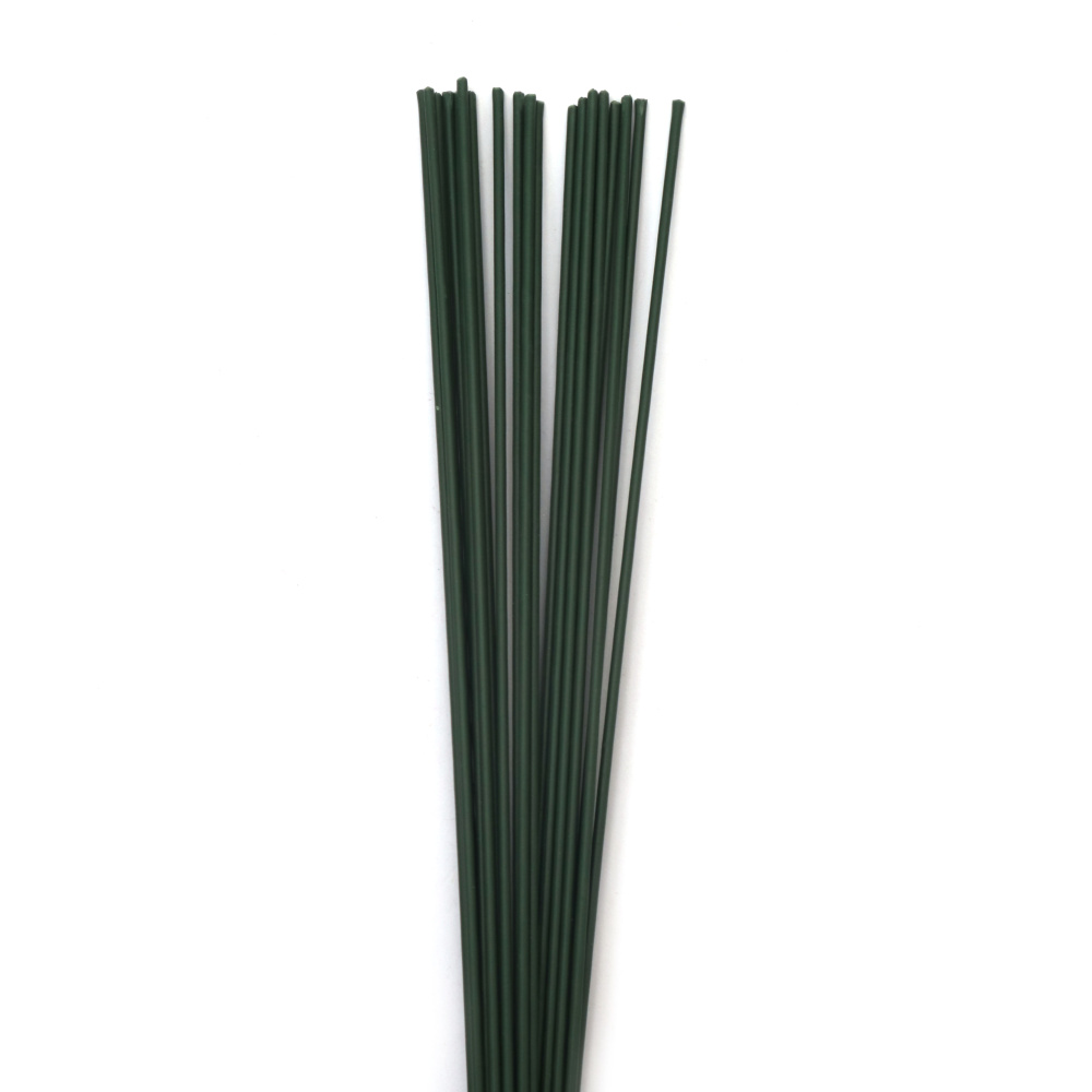 Sârmă pentru flori cu înveliș de cauciuc, culoare verde închis, 2 mm ~40 cm - 20 bucăți