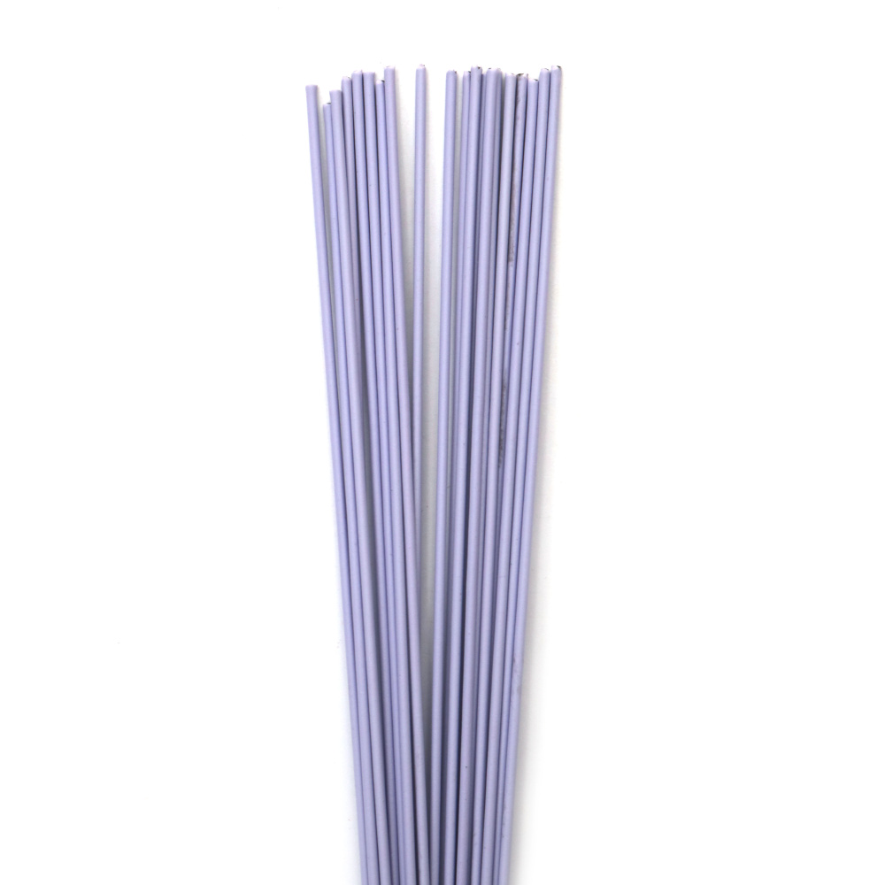 Sârmă pentru flori cu înveliș de cauciuc, culoare violet deschis, 2 mm ~40 cm - 20 bucăți