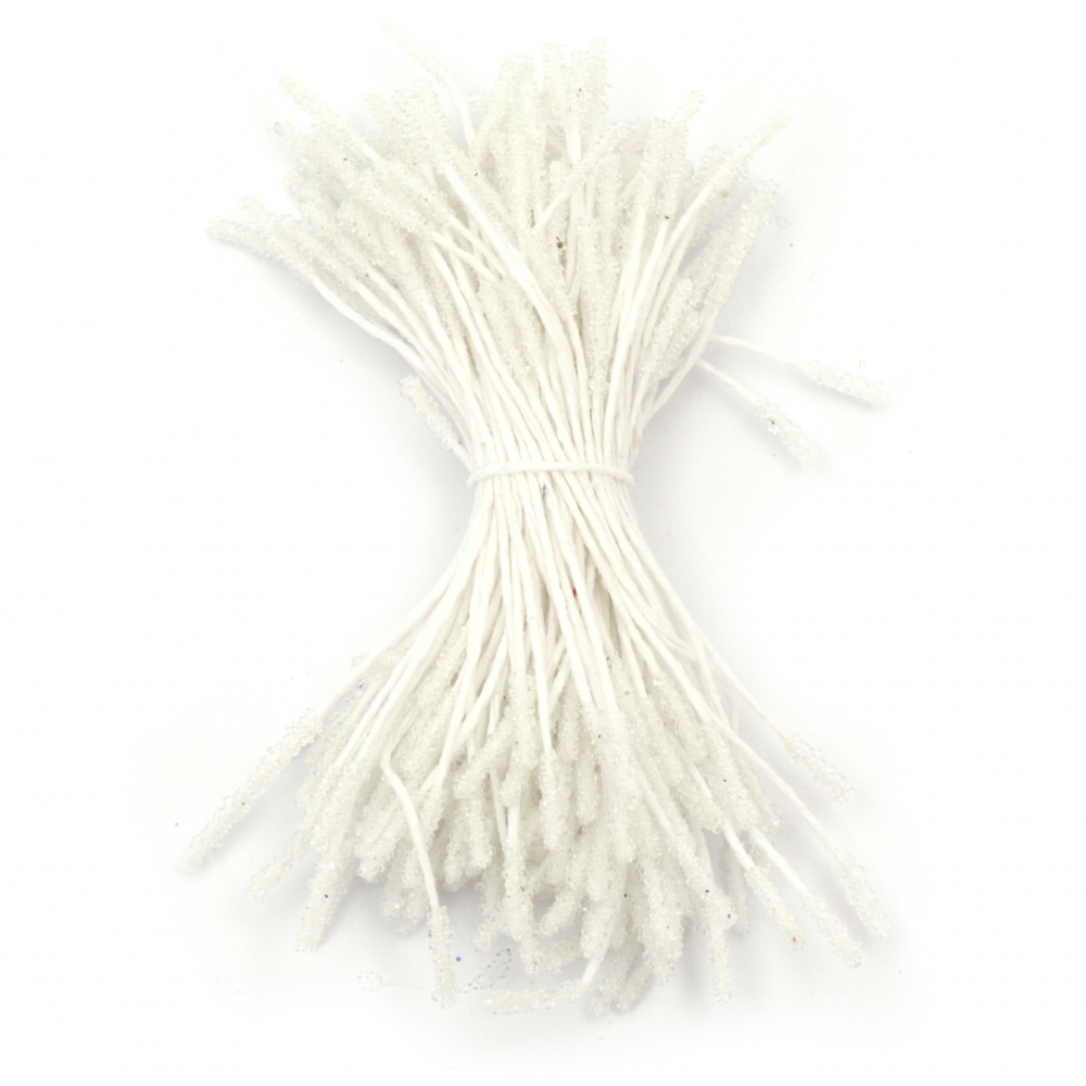Stamens type sugar double-sided for embellishment of festive cards, frames, albums 3x10x60 mm white ~ 170 pieces