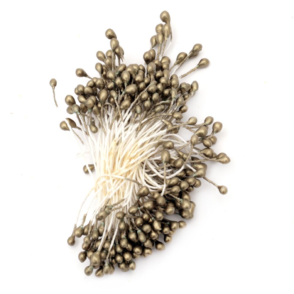 Stamens pearl double-sided 3x6x65 mm golden ~144 pieces