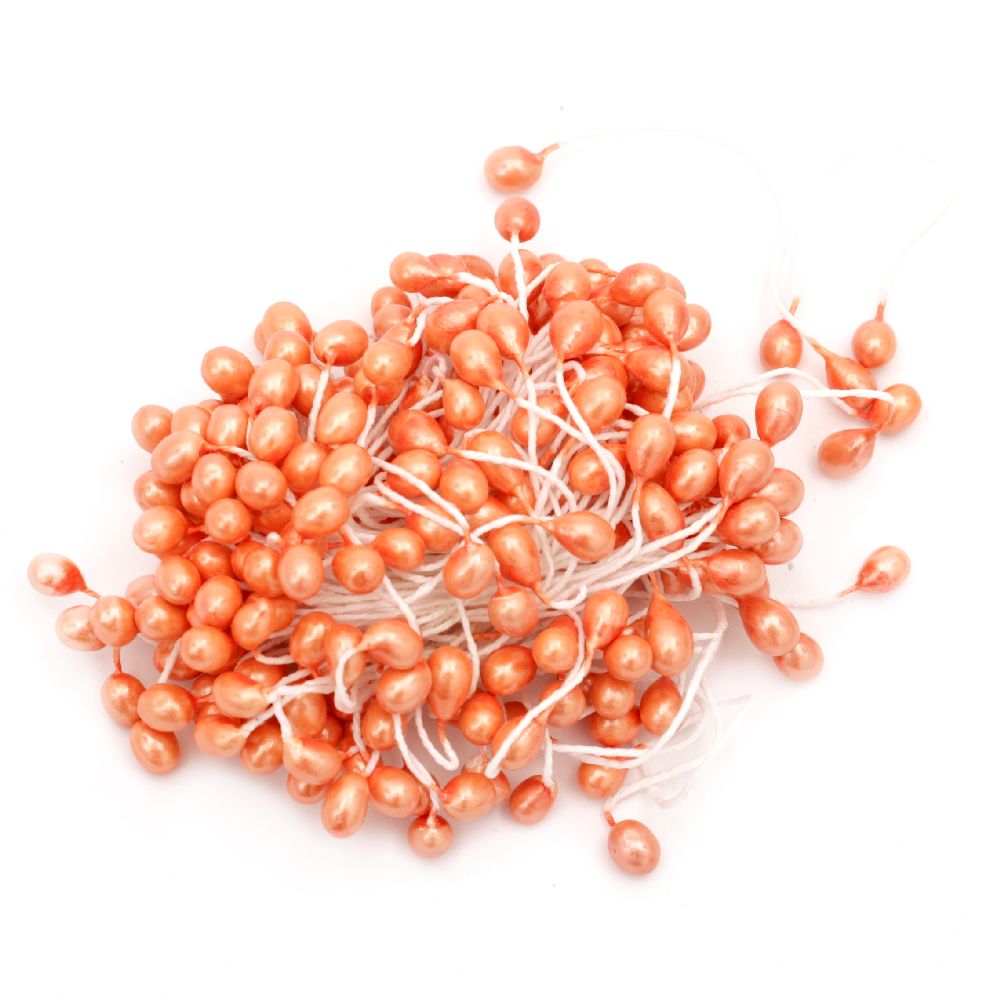 Stamens pearl double-sided for decoration 5x7x70 mm orange ~100 pieces