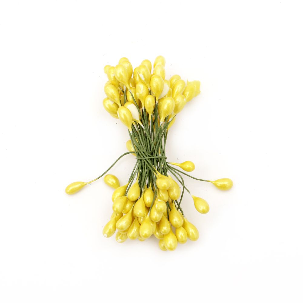 Stamens double-sided wire  5x9x65 mm yellow ± 50 pieces