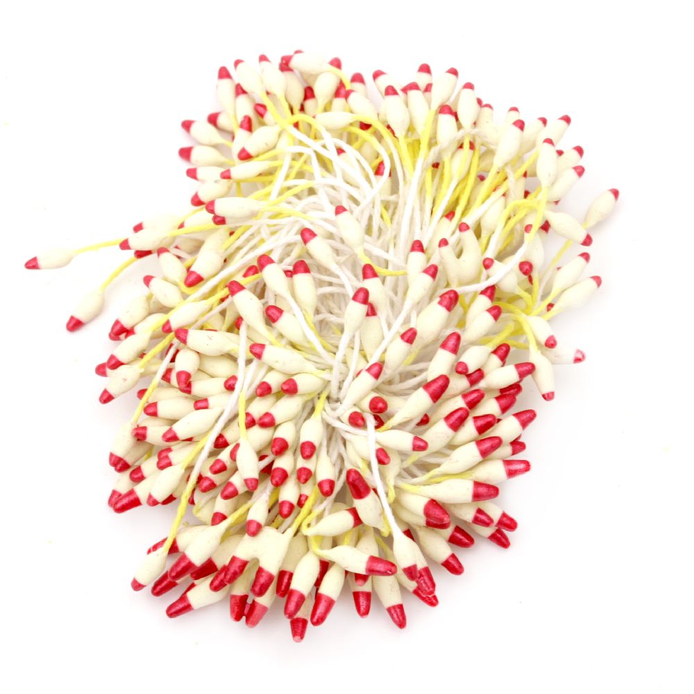 Stamens double-sided  for Decoration 2x7x60 mm two-color yellow light and red ~144 pieces