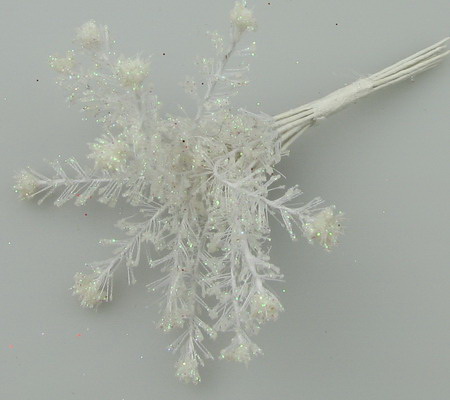Flower twig 160x15 mm white Rainbow Glitter -12 pieces