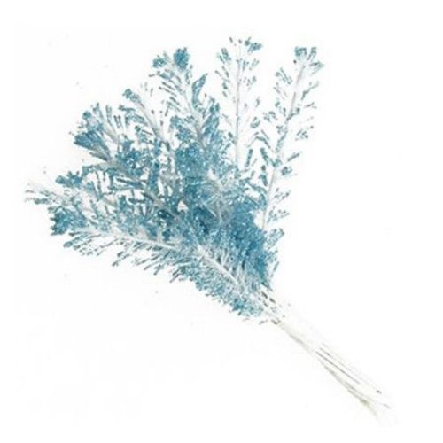 Cireșă flori 160x15 mm brocart albastru deschis curcubeu -12 bucăți