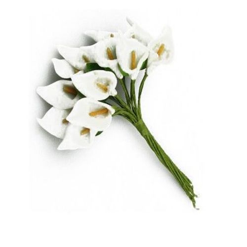 Potassium bouquet with leaf from EVA foam 16x30 mm white - 12 pieces
