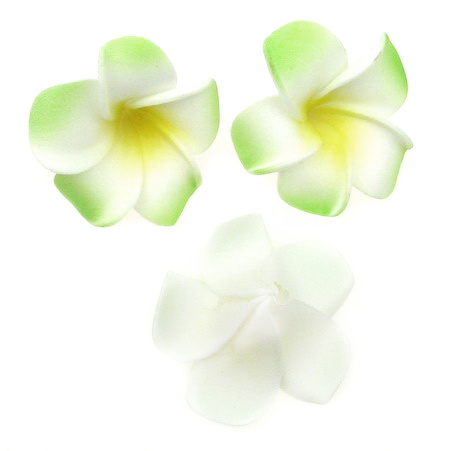 Гумирани цветя за декорация цвят светло зелен 40 мм -5 броя