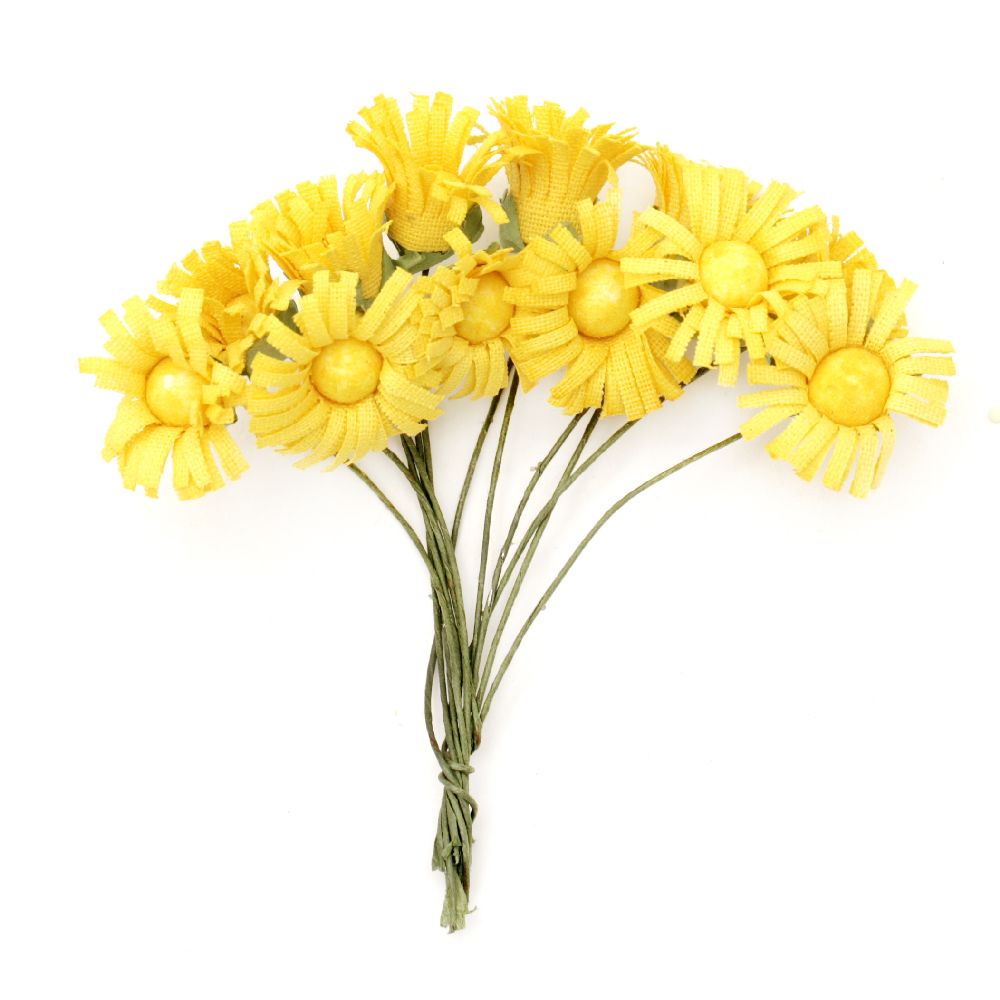 Vivid sunflower bouquet in yellow 20x80 mm - 12 pieces