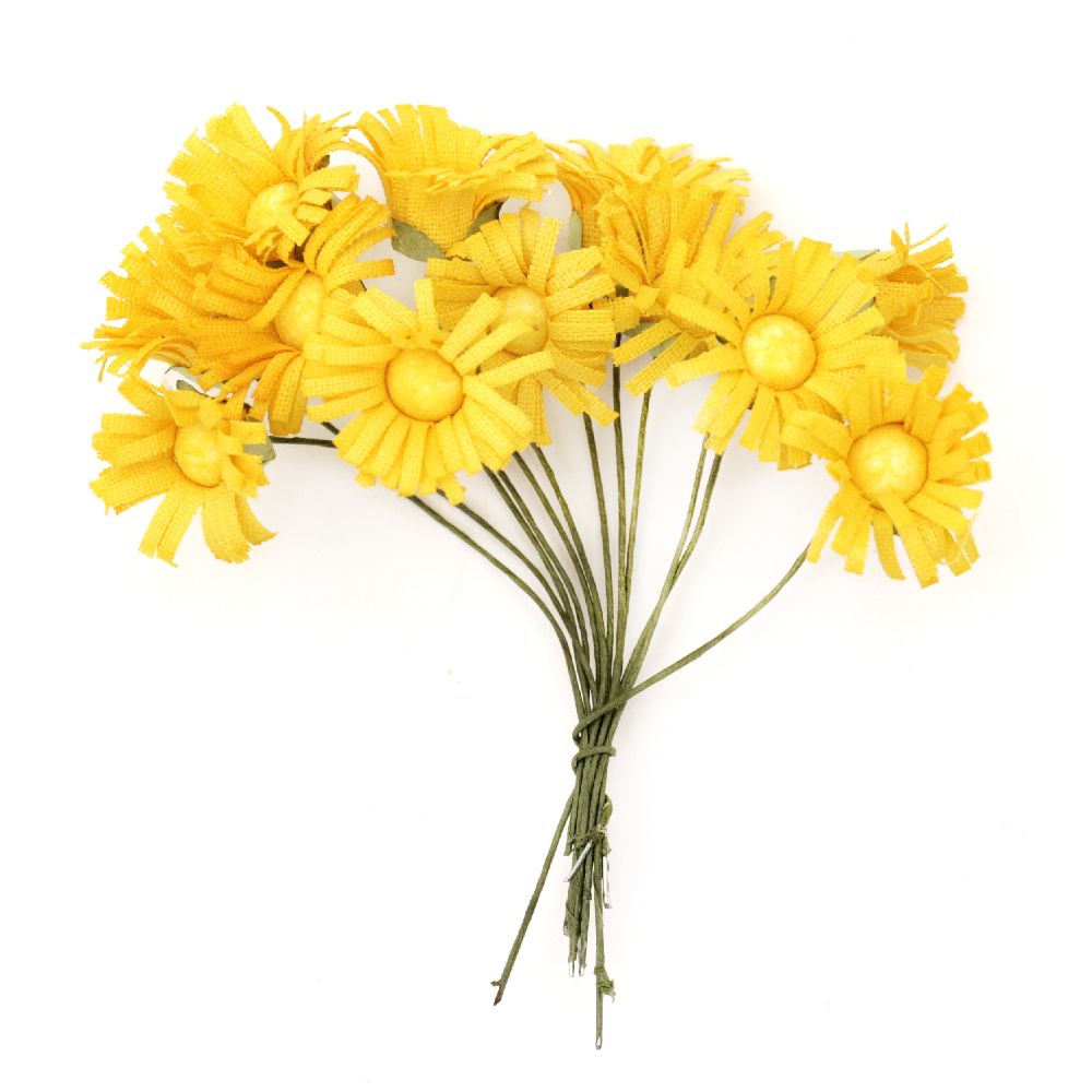 Buchet de floarea soarelui 20x80 mm galben închis -12 bucăți