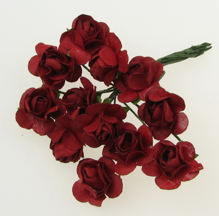 Buchet de trandafir de hârtie și sârmă de 18 mm roșu -12 bucăți