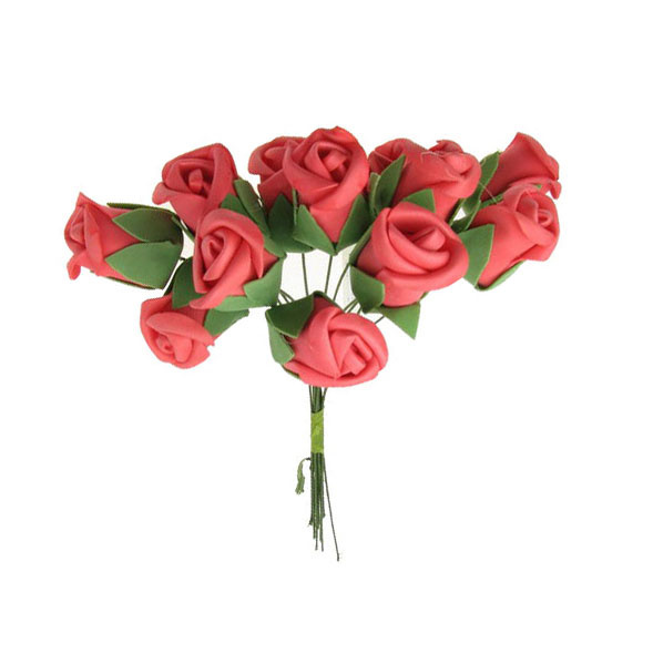 Червена роза от фоам за декорация 40 мм дръжка 180 мм -1 брой