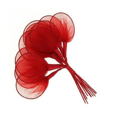 Floare rotunda roșu 40 mm -12 buc