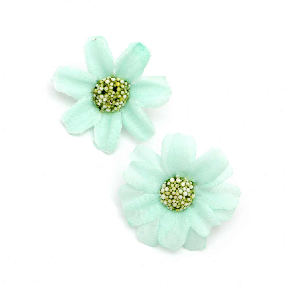 Fabric Daisy Heads perfect for Wedding, Wreaths, Home Decor / Turquoise / 45 mm - 10 pieces