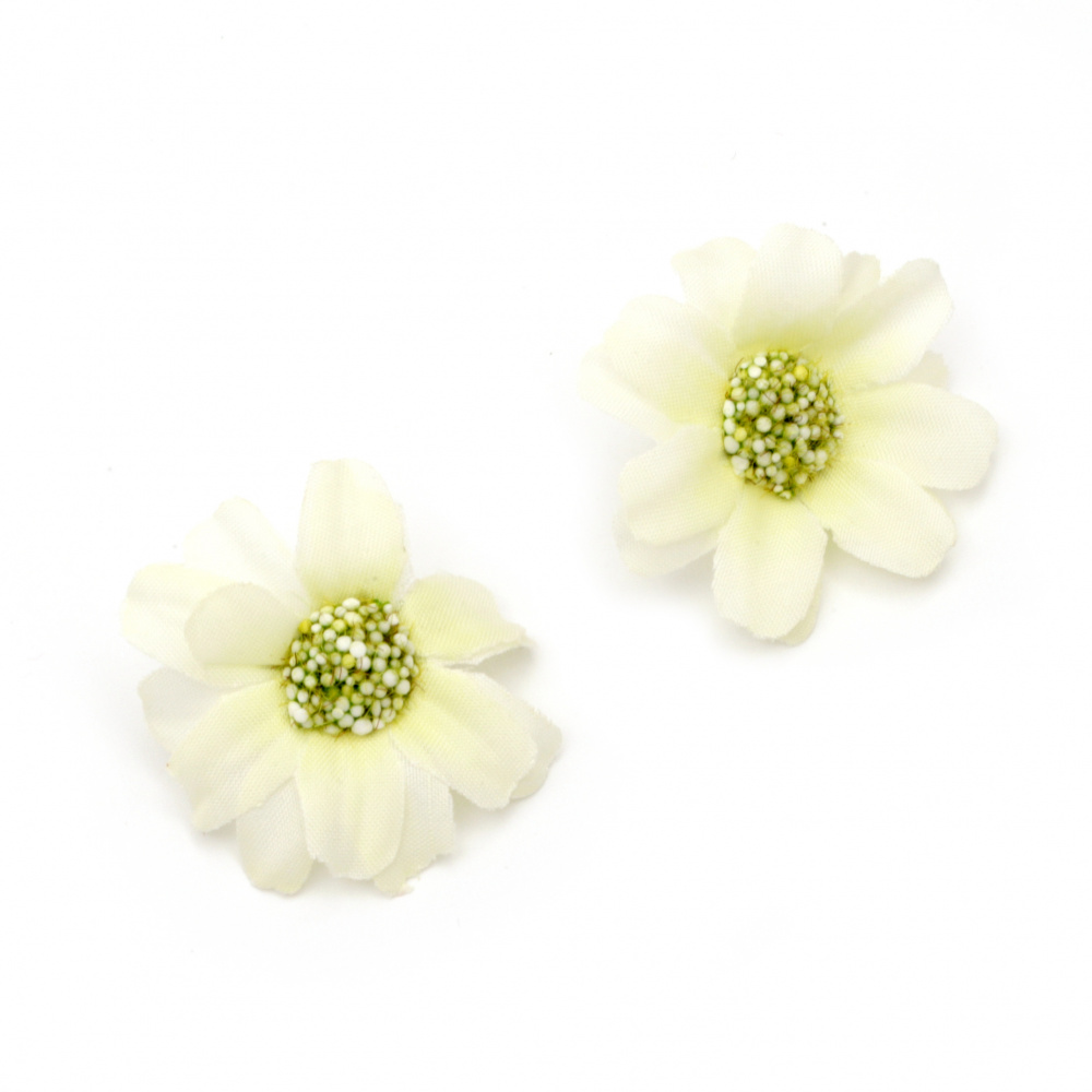 Fabric Daisy Heads for Wedding Accessories, Cards Making, Gift Decoration / 45 mm / Yellow - 10 pieces