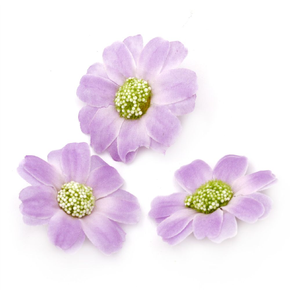 Flower daisy 45 mm with stump for installation light purple - 10 pieces