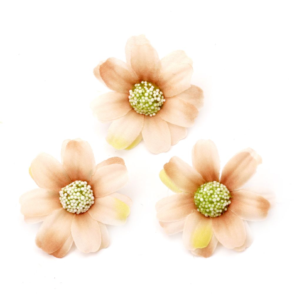 Daisy Head for Attaching to a Stem / 45 mm / Peach - 10 pieces