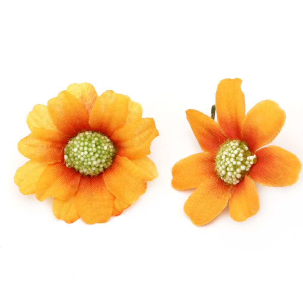 Artificial Flowers with Holder for a Stem / 45 mm / Orange - 10 pieces