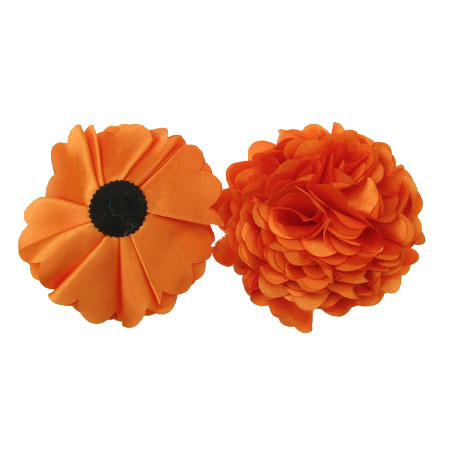 Цветя от сатен цвят оранжев 100 мм -2 броя