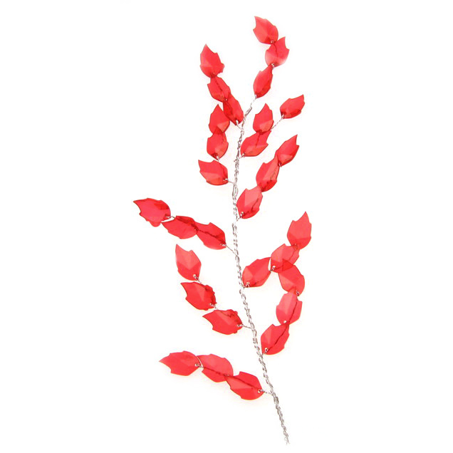 Creanga de sârmă de frunze cristal 25 mm roșu 80171 -250 mm