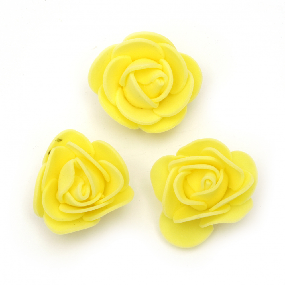 Rose color 35 mm rubber color yellow -10 pieces
