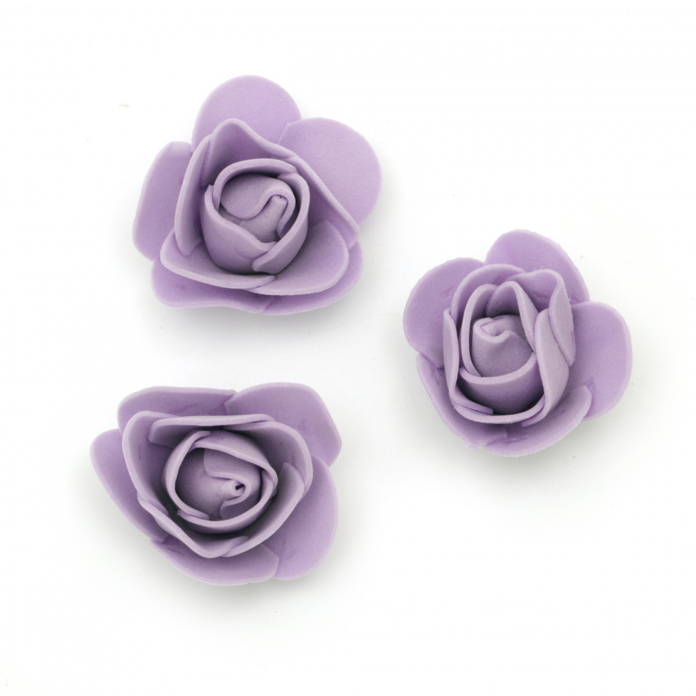 Rose color 35 mm rubber color purple for embellishment of tiaras, hairpins -10 pieces