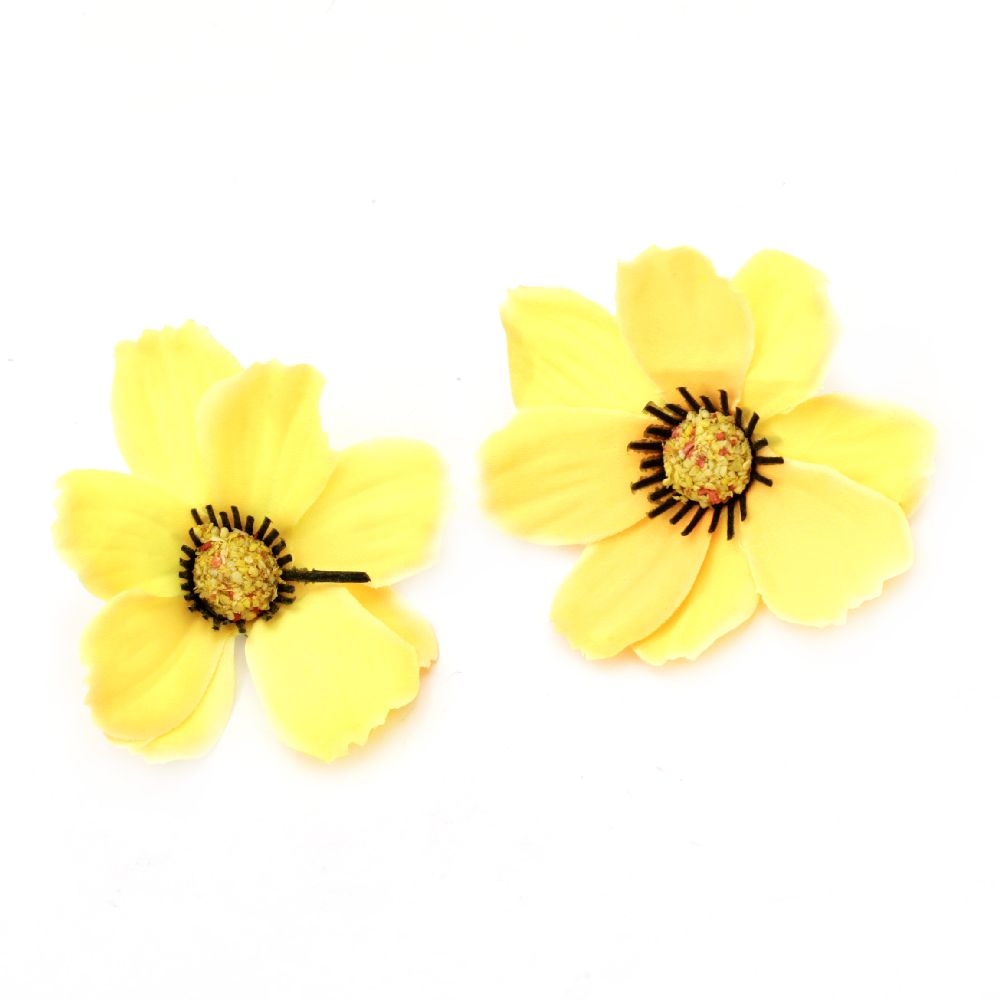 Floare cosmos de 75 mm cu boboc pentru montare culoare  galben - 10 bucăți