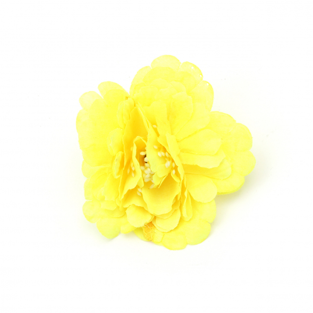Floare bujor 75 mm cu boboc pentru montare de culoare  galben -5 bucăți