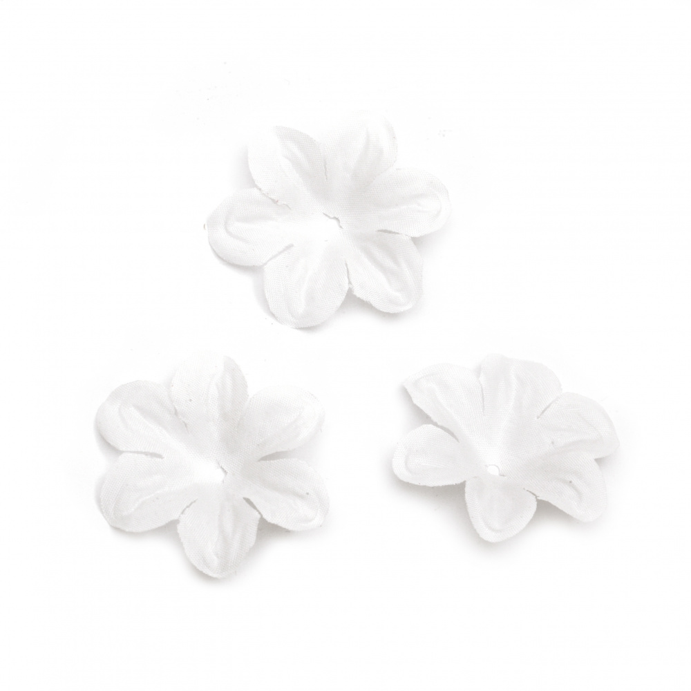 Fabric Flowers for Decoration /  White / 55 mm - 30 pieces