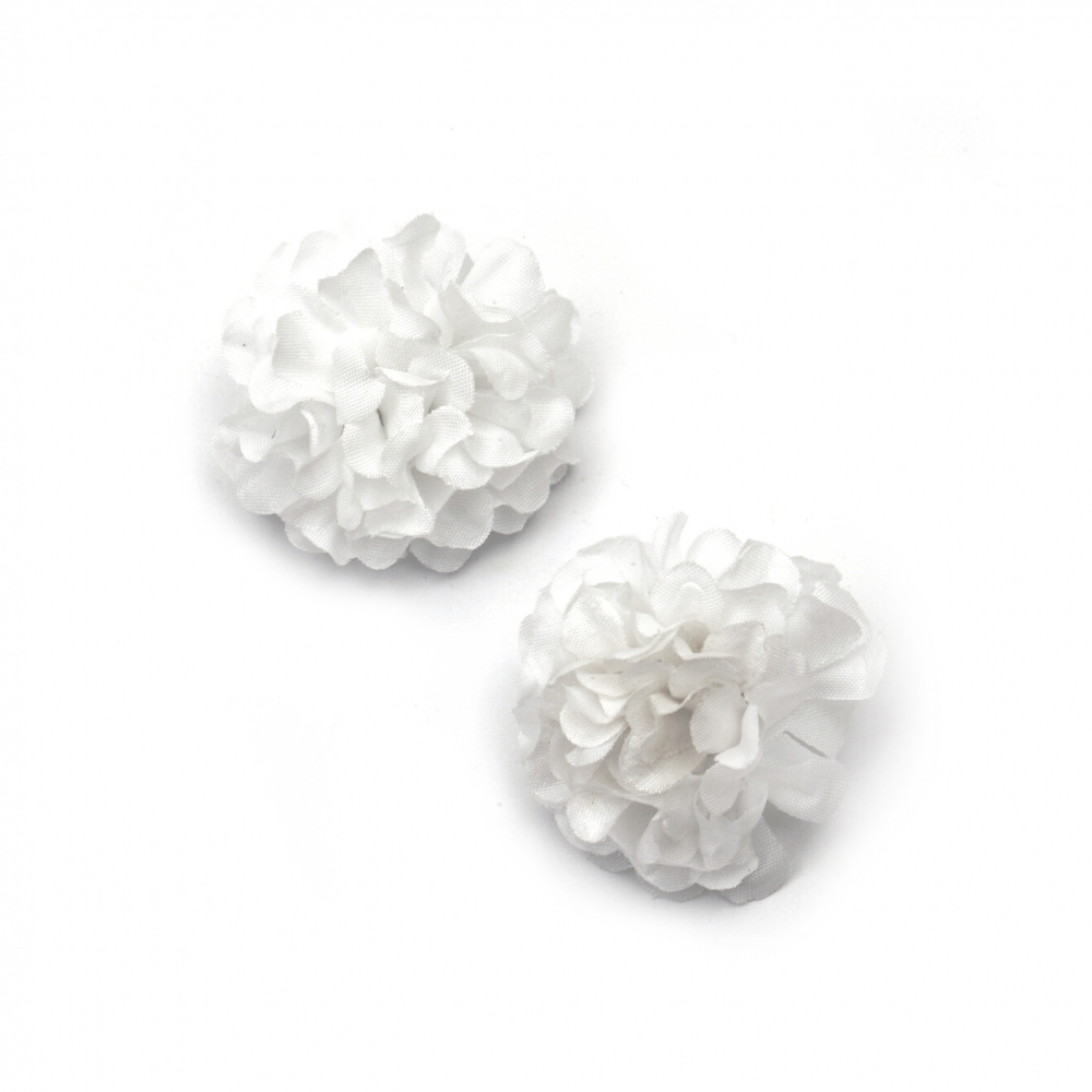 Artificial Carnation Head for Wedding Accessories, Home Decor etc. / 45 mm / White - 10 pieces