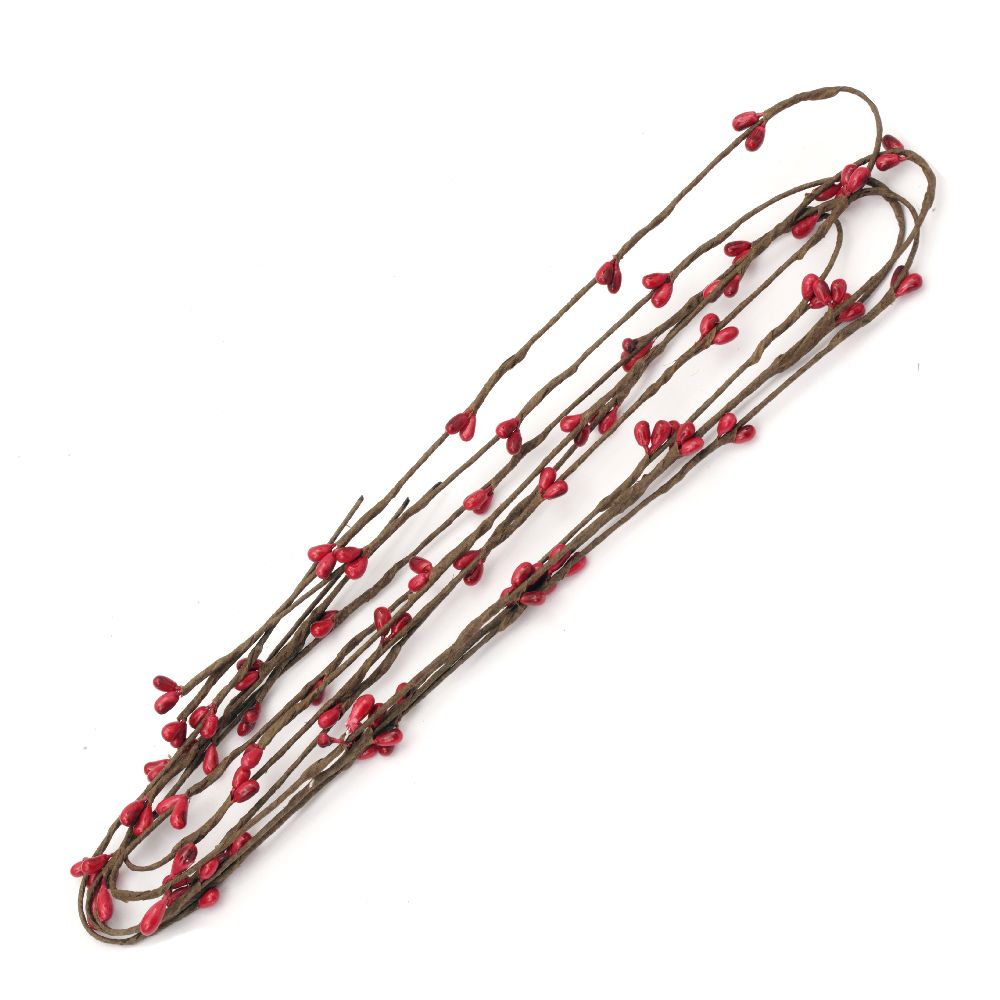 Decorative Fabric Branch 5mm -650mm red -5 pieces