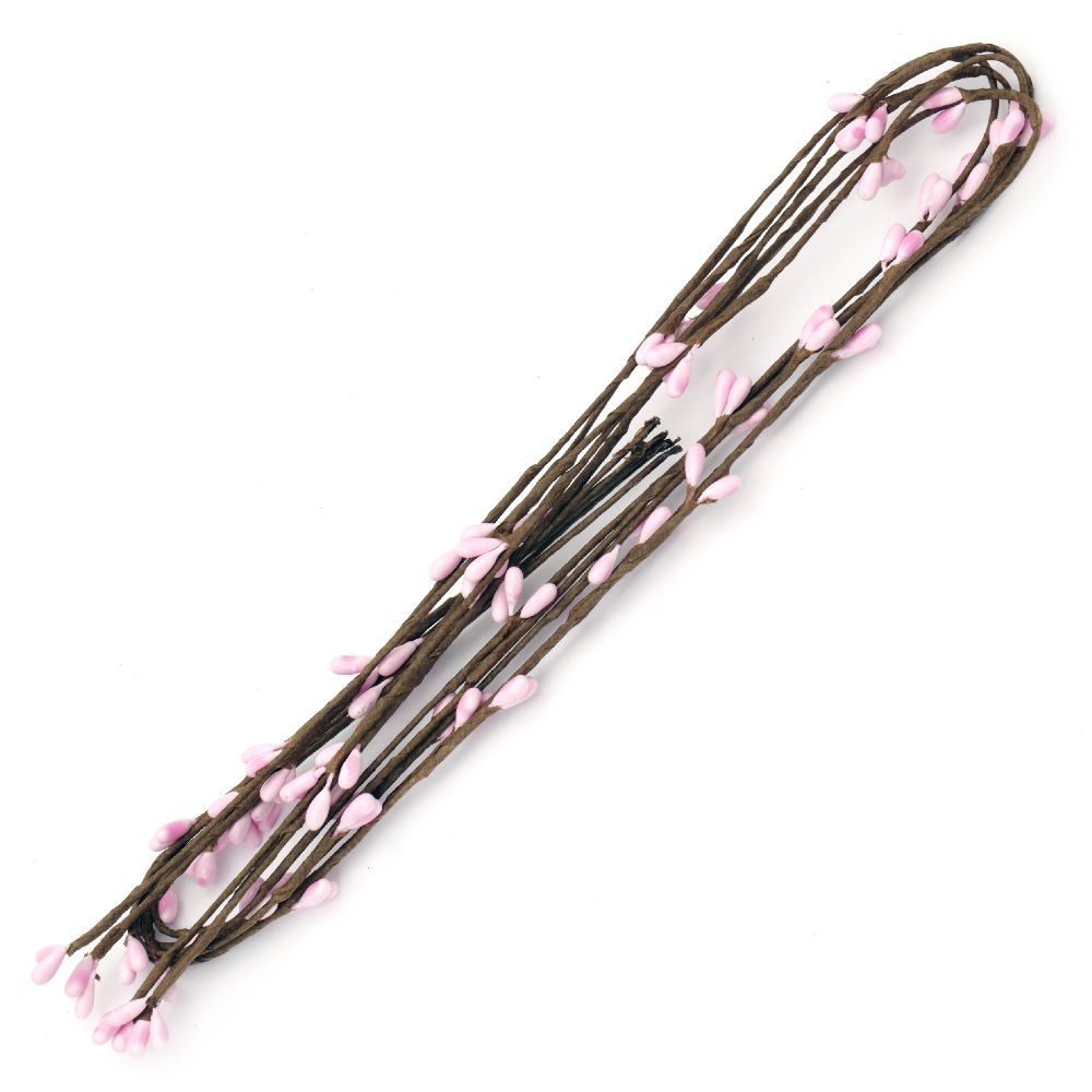 Decorative Fabric Branch 5mm -650mm pink light -5 pieces