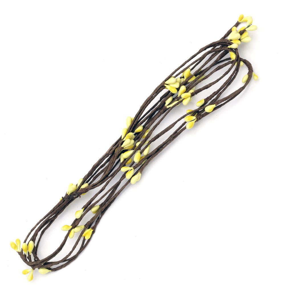 Decorative Fabric Branch 5 mm -650 mm yellow -5 pieces