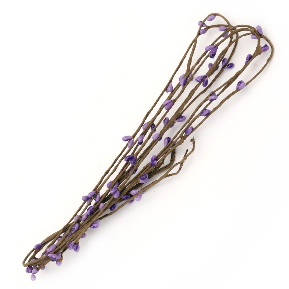 Decorative Fabric Branch 5mm -650mm purple -5 pieces