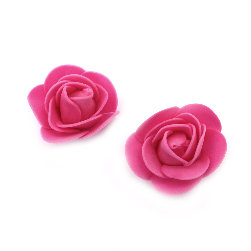 Foam Roses for Decoration, color pink purple 35 mm - 10 pieces