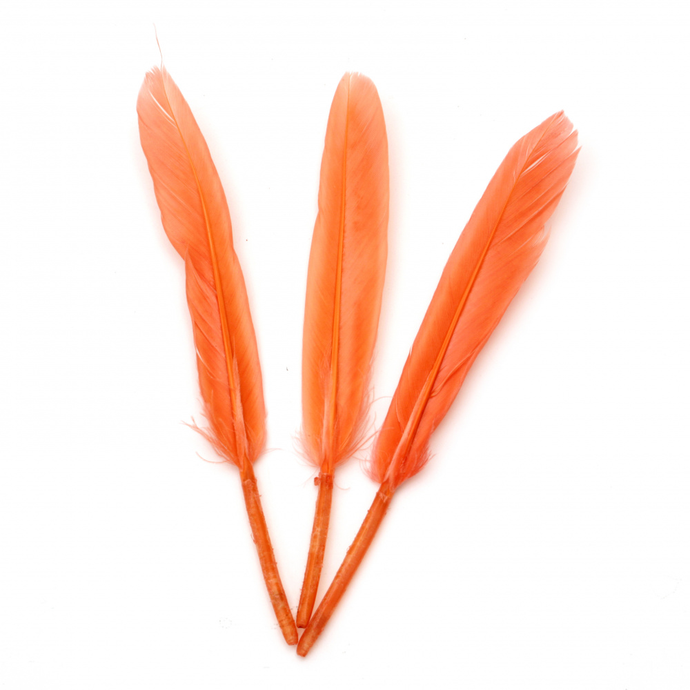 Decorative Feathers for Craft and Art / Orange / 100 ±150 x15 ± 20 mm - 10 pieces